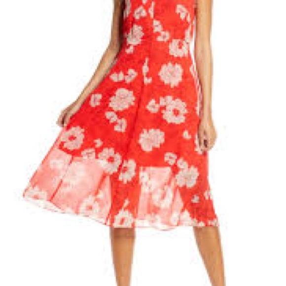 Vince Camuto Floral Print Tie Shoulder Dress New With Tags - Picture 3 of 12